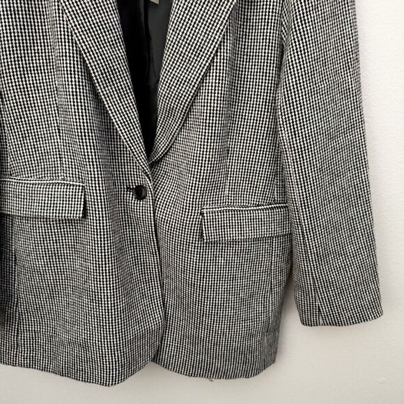 BANANA REPUBLIC | NWT Wool Blend Houndstooth Blazer Jacket Black White | Size 18 - Picture 7 of 11